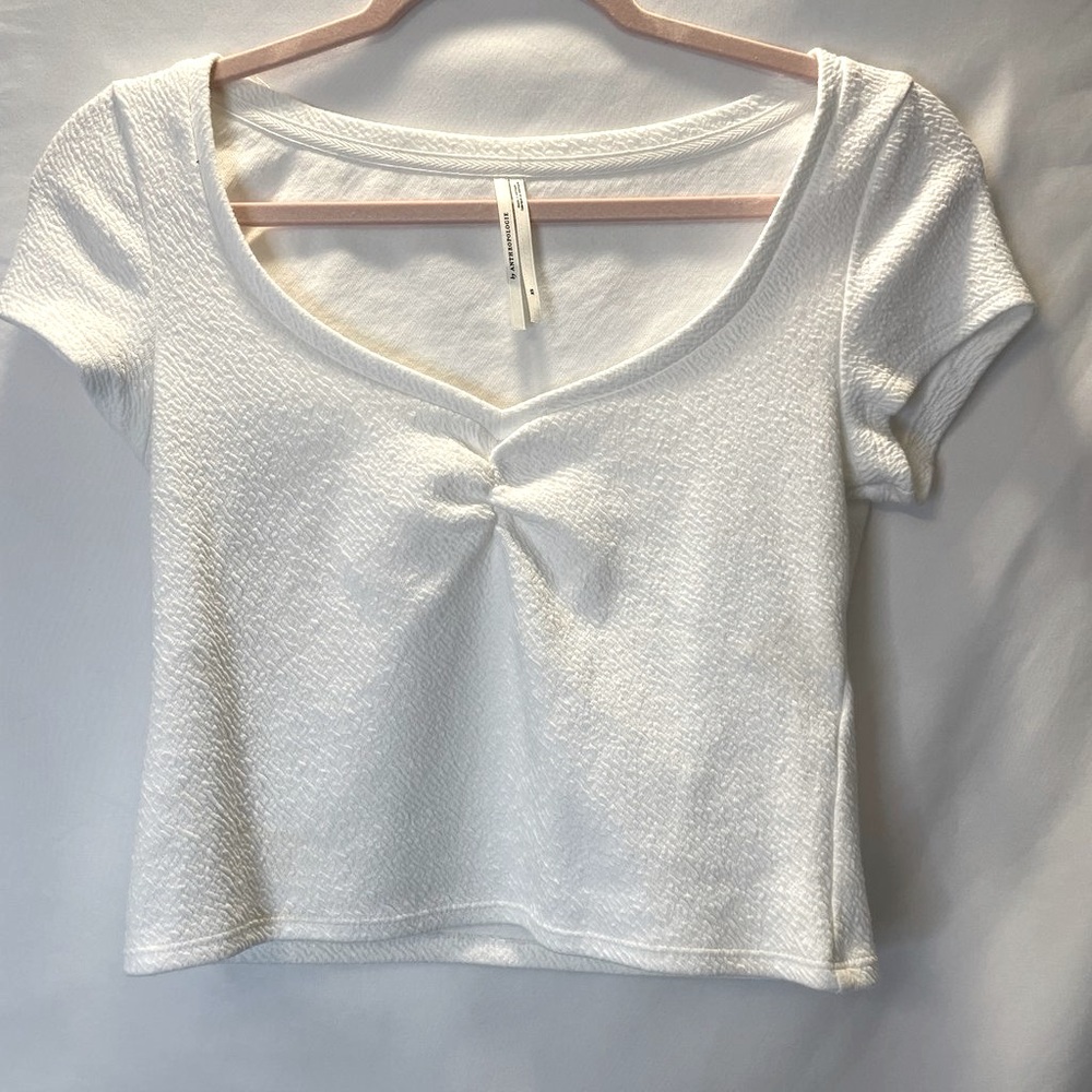 Anthropologie white textured crop top